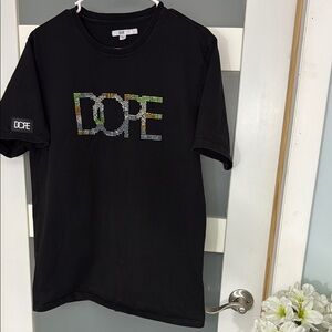 DOPE Black Short Sleeve Tee with Camouflage Logo